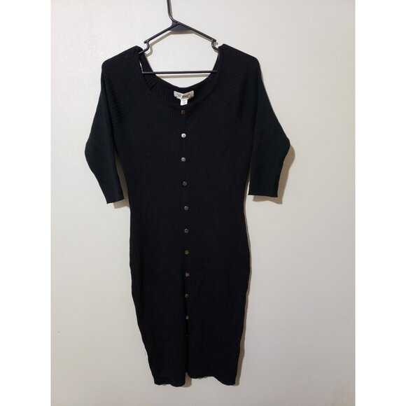 Say What black, juniors' plus size, ribbed, stretchy, bodycon dress, size 2X - Picture 1 of 8